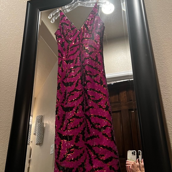 Dress the population sequin and mesh lace dress bodycon - Picture 4 of 5